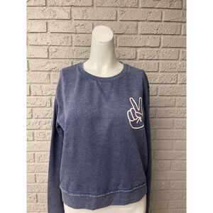 U.S. vintage Women Blue Long Sleeve Cropped Sweatshirt Size M NWT